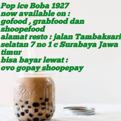 Pop ice Boba 1927 Tambaksari - Gastronomi dan perhotelan