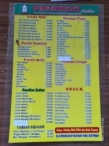 President Lesehan 1 - Gastronomi dan perhotelan