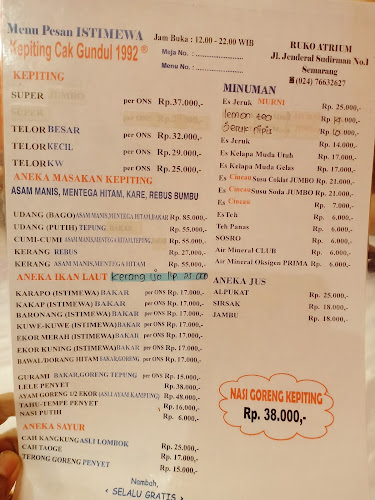 Kepiting Cak Gundul 1992 - Gastronomi dan perhotelan