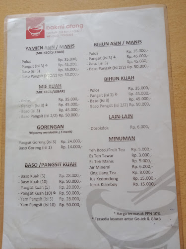 Bakmi Afang - Gastronomi dan perhotelan